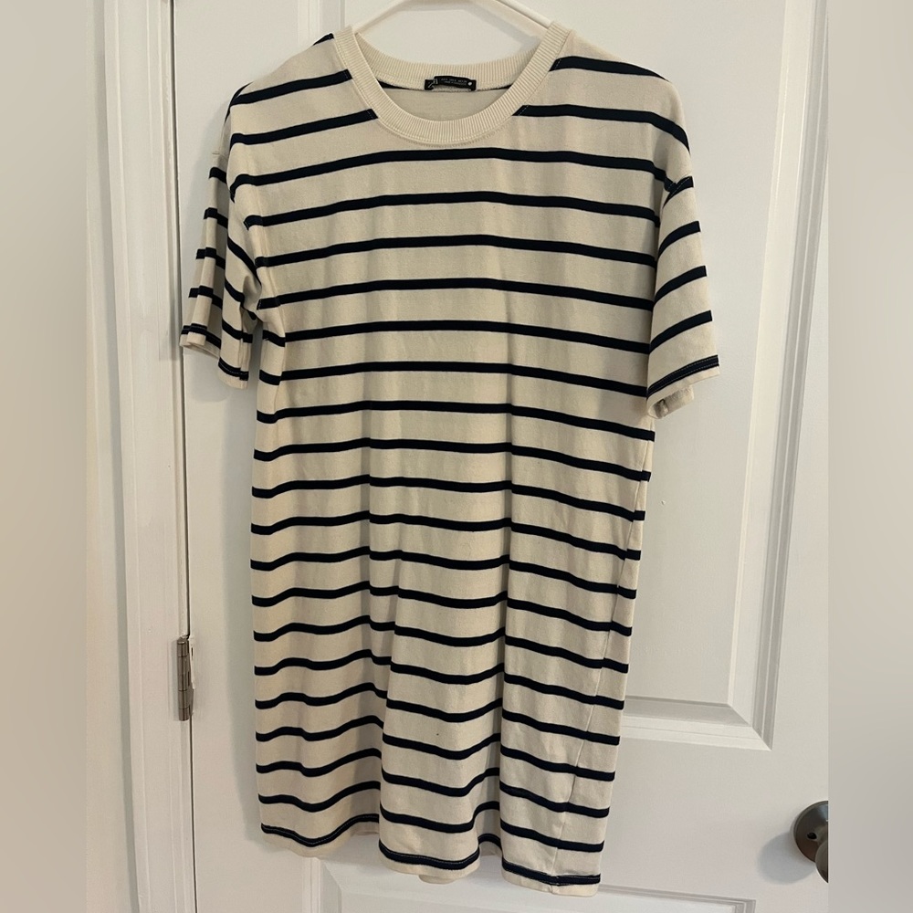Zara Navy Striped Lightweight Sweater Dress or Shirt